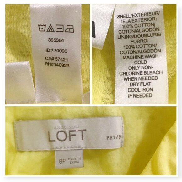 Loft yellow cotton eyelet sheath dress, size 8P - Picture 3 of 12